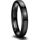 SHINYSO 2mm 4mm 6mm Black Tungsten Carbide Ring Dome Polished Wedding Band for Men Women Comfort Fit Size 4-12