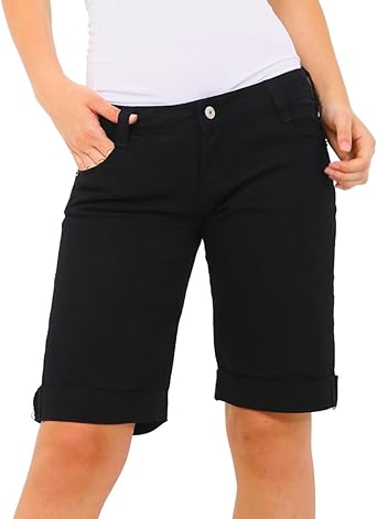 womens longline denim shorts