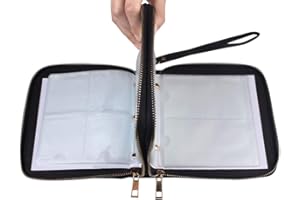 FINGERANGEL Finger Angel Nail Art Stamping Plate Organzier Double Zipper Cases 192 Slots Nail Stencil Holder Black Color Nail Template Collection