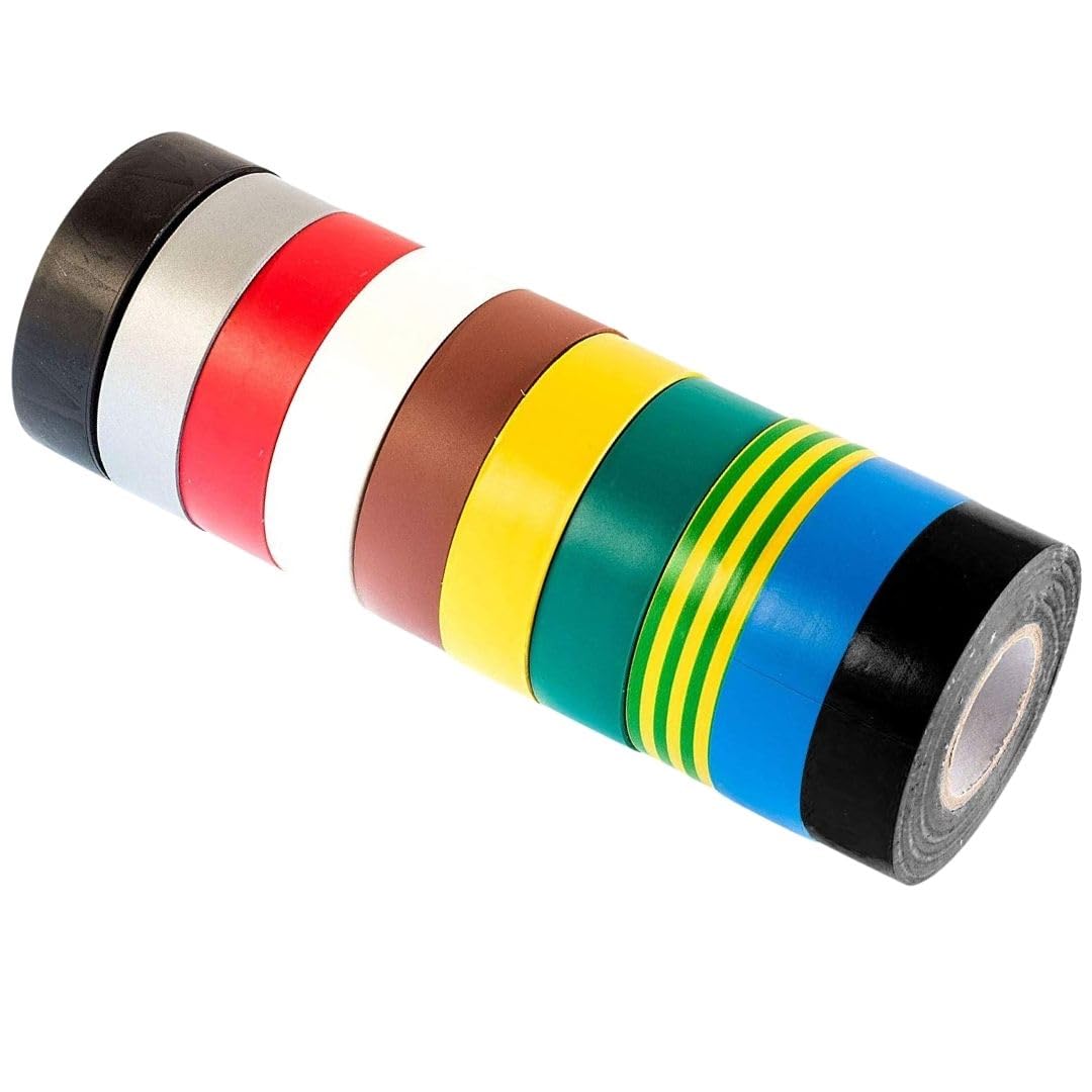 Gocableties-PVC-Isolierband, 20 m x 19 mm, mehrfarbig, gemischt, hochwertiges Klebeband, 9 Rollen 2