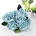 Silk Rose Blue 10 Heads SOLEDI Artificial Flower French Rose Fake for Bridal Bouquet Wedding Living Room Table Home Garden Decoration