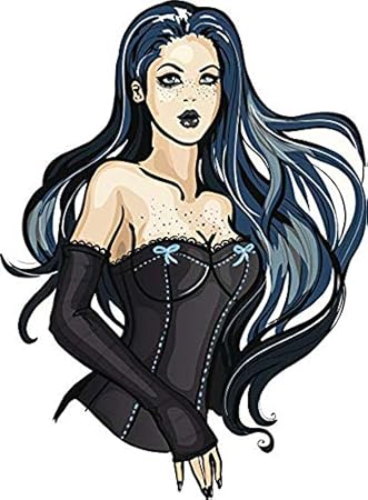 Amazon Com Ew Designs Sexy Gothic Punk Girl With Blue Hair Cartoon Vinyl Decal Bumper Sticker 4 Tall Automotive