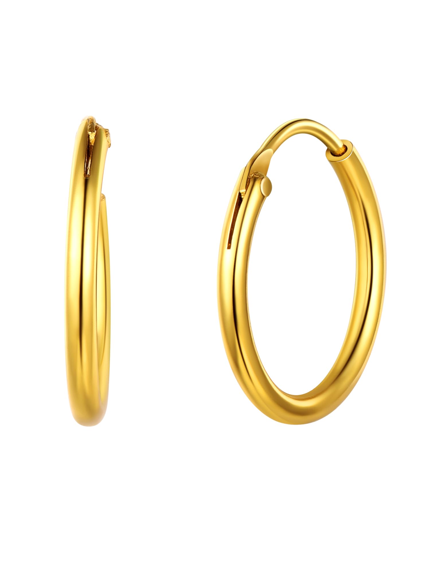 ChicSilver Gold Earrings Hoops for Women Sterling Silver Mini Hoop Earring 15mm Tiny Small Silver Earrings for Ladies Mother