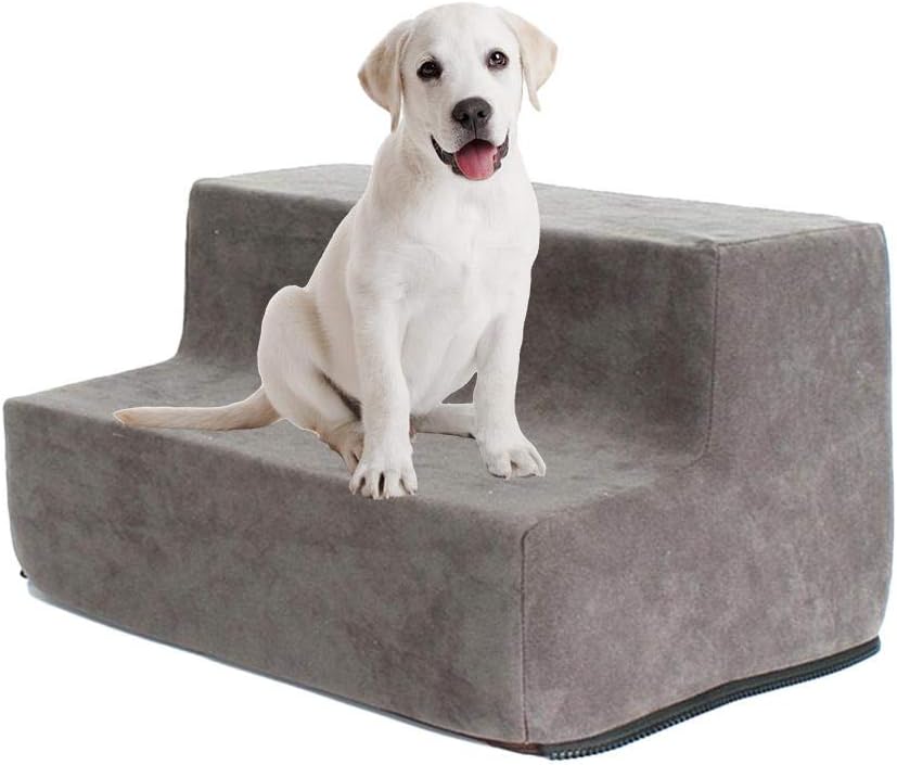 Pet Stairs,Dog Stairs,2 Steps Deer Velvet Holster Bed Ladder for Dogs Cats Pet Stairs Car Dog Ladder