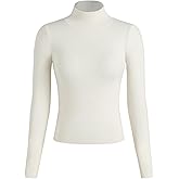 CIDER Mock Turtleneck Tops for Women Ribbed Knit Long Sleeve Slim Fitted Fall Solid Sweater T Shirts