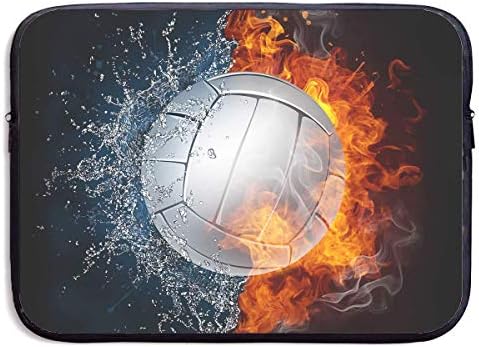 Custom Laptop Sleeve 13/15 Inch Chromebook Zipper Briease Volleyball Fire and Water Print Portable Messenger Bag