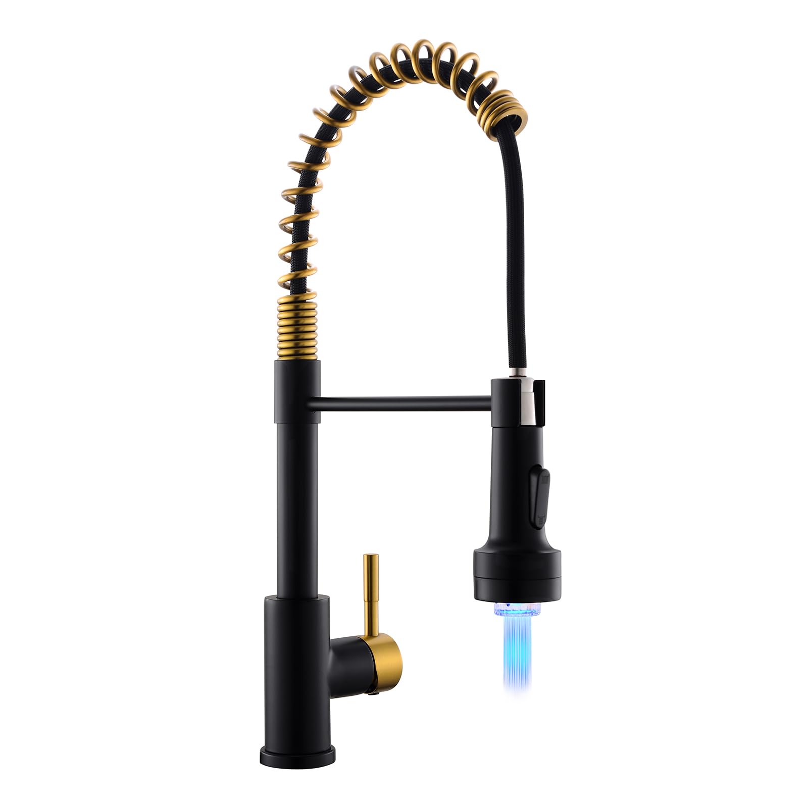 GIMILI Black and Gold Led Kitchen Faucet with Pull Down Sprayer
