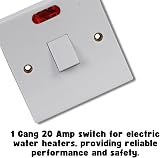 Invero 1 Gang 20 Amp Double Pole Water Heater Wall Switch White Red Neon view 4