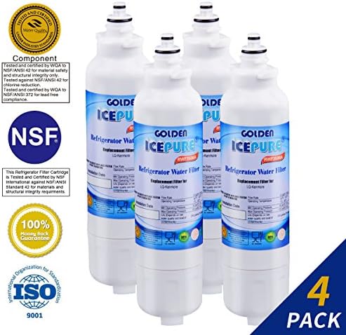 GOLDEN ICEPURE LT800P Refrigerator Water Filter Replacement for LG LT800P, Kenmore 46-9490, ADQ73613401, 4 Pack