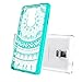 Samsung Galaxy Note 4 Case Clear with HD Screen Protector, AnoKe Mandala Flower Cute Women Girls Acrylic Rubber TPU Bumper Ultra Thin Slim Fit Phone Cover Cases for Samsung Galaxy Note 4 -TM CH Mint