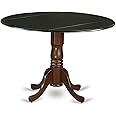 East West Furniture DLT-BMA-TP Dublin Kitchen Table - a Round Dining Table Top with Dropleaf & Pedestal Base, 42x42 Inch, Black & Mahogany