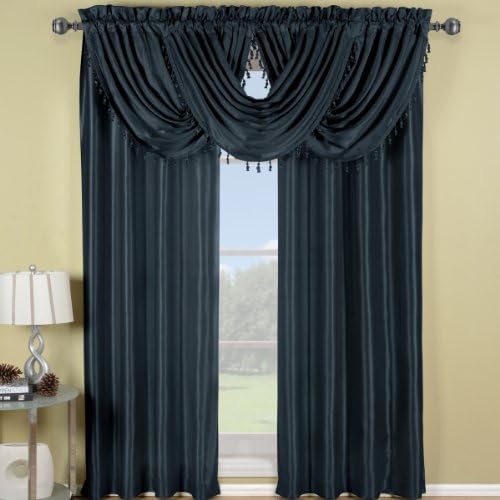 Elegance Solid Rod Pocket Window Treatment- Panels, Valances and Scarves. Available in various colors and sizes to enhance your home décor. 70X17 IN Each Waterfall Valance , Navy