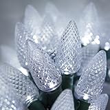 C9 Cool White Christmas Lights Set of 25, 17 Ft, Cool White LED Christmas Lights Outdoor C9 Christmas Lights Party Lights White Christmas Lights Green Wire