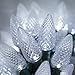 C9 LED Faceted Cool White Prelamped Light Set, Green Wire - 25 C9 Cool White LED Christmas Lights, 8