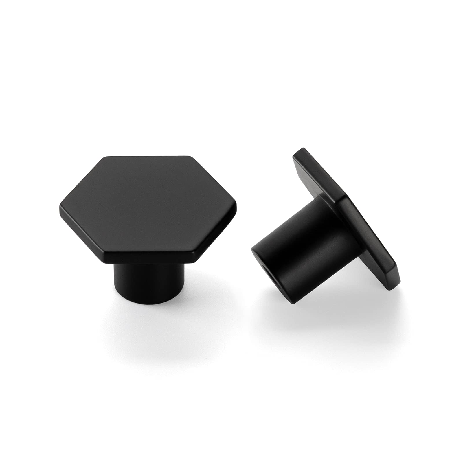 LONTAN 4 Pack Black Hexagon Zinc Alloy Vintage Kitchen Cupboard Knobs