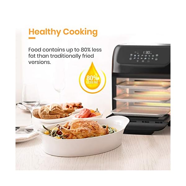 Pro Breeze 5-in-1 12L Air Fryer Oven 1800W with Rotisserie, Dehydrator, Digital Display, Timer, 12 Pre-Set Modes and…