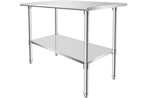 OUKIDR Heavy Duty Food Prep Stainless Steel Table Workbench with Adjustable Under Shelf, Commercial Worktable for Kitchen, Restaurant, Home and Hotel,48 X 24 Inch