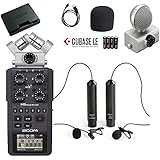Movo Zoom H6 Six-Track Portable Handy Recorder Bundle Omnidirectional and Cardioid XLR Lavalier Microphones