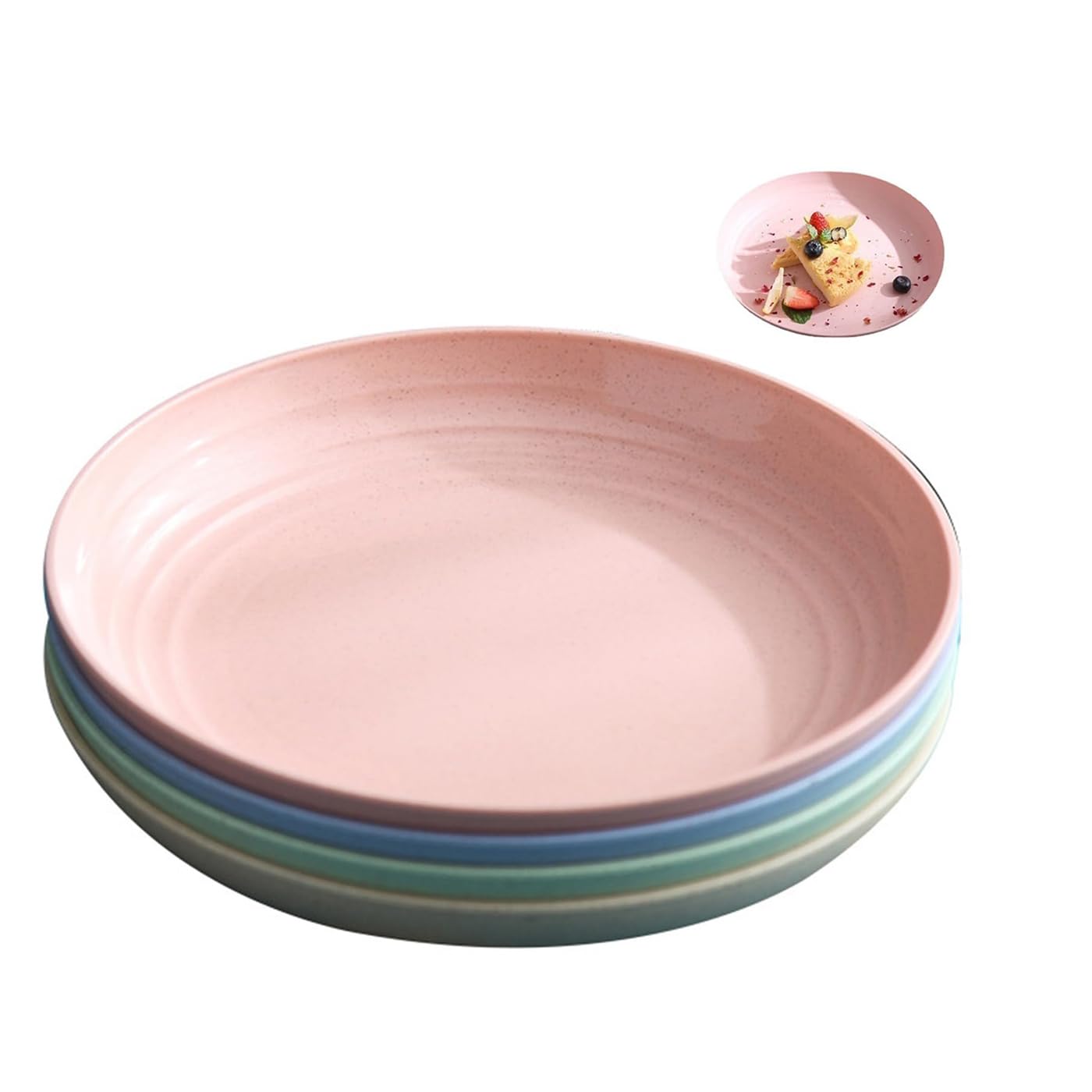 Qinsky Dinner Plates,4 Pcs Unbreakable Dinner Plates Reusable Picnic Plates for Salad,Pasta,Party,Home,Microwave and Dishwasher Safe
