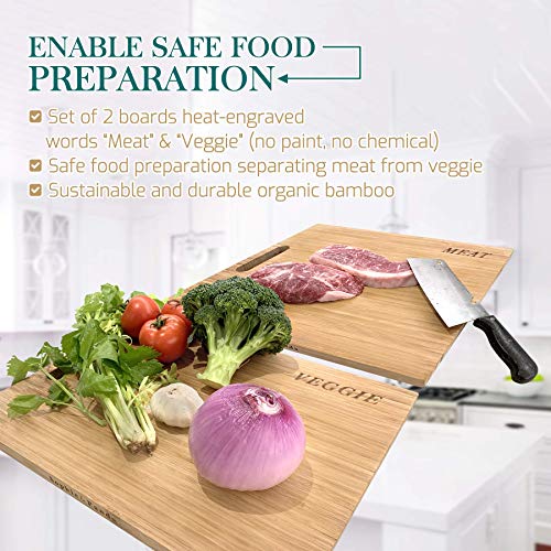 Sophie & Panda Organic Bamboo Cutting Boards for Kitchen Enable