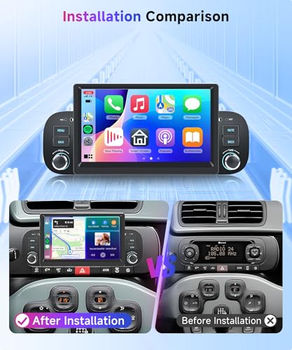 2G 64G Android Car Radio for Fiat Panda 2013-2020 7 Inch Touchscreen Car Radio Panda with Wireless Carplay Android Car GPS Mirror Link Bluetooth FM/RDS Radio WiFi USB + Rear Camera
