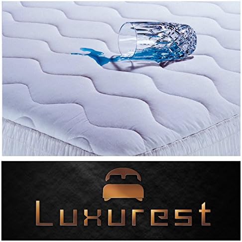 Waterproof Mattress Pad. This Hypoallergenic High Quality Fitted Cover Will Protect Your Mattress While Adding Softness and Comfort Guaranteed. Sold Exclusively By LuxurestLLC.