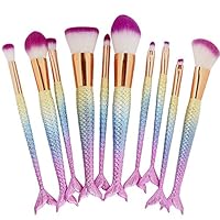 Mermaid Eye Brushes Foundation Makeup Brush Set 10pcs Soft Bristles Beauty Tools Eyeshadow Eyebrow Face Blush Concealer Kit