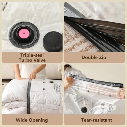 10 Vacuum Bags + Cordless Electric Pump – Multiple Sizes (3×60×80/3×50×70/4×40×60 Cm) Reusable PA+PE, Save 80% Space, Ideal for Travel & Daily Storage