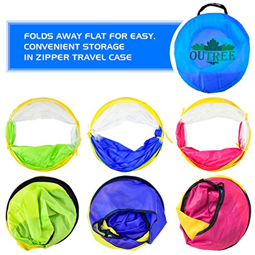 6pc Pop Up Children Play Tent w/ 3Crawl Tunnel & 3Tents - Kids Tents for Boys, Girls, Babies & Toddlers for Indoor & Outdoor