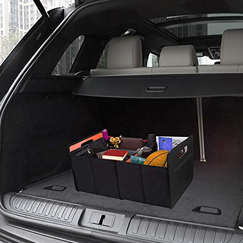 COCOBELA Car Trunk Organizer, Collapsible Auto Trunk Organizer Storage Bin, Portable Grocery Cargo Container with Two Large Compartments for SUV, Vehicle, Truck - Thumbnail 6