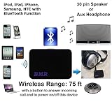 BMR A2DP 2in1 iPhone 7 Bluetooth Music Receiver Adapter For 30 Pin Dock Or Aux Headphone: Bose, Sony, Panasonic, Beats, Yamaha, iHome, Motorcycle, Car Stereo with 30 Pin Dock, 3.5mm Aux Audio Input, Extra Long Wireless Range Up To 75 Feet