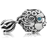 Pandora Angel Fish Silver Charm with Blue Topaz 791108TPP