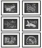 IDIOPIX Space 01 Patent Wall Decor Chalkboard Art Print Set of 6 Prints UNFRAMED