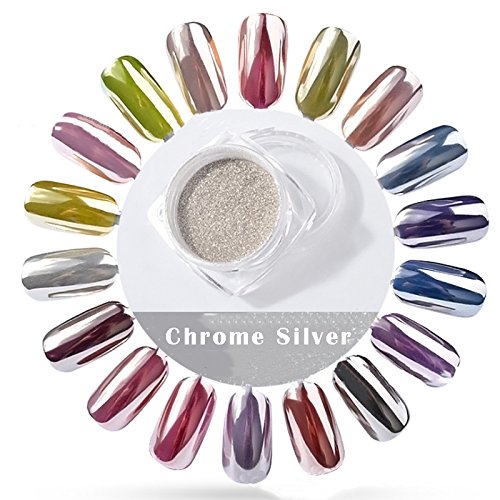 PrettyDiva 5g Silver Chrome Nail Powder, Rose Gold Effect Mirror powder Manicure Pigments