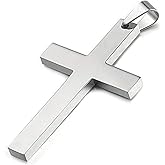 Ouslier 925 Sterling Silver Simple Unisex Mens Cross Pendant Jewelry