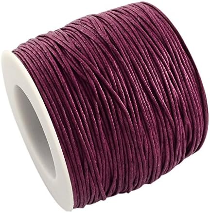 Beadthoven 1 Roll 1mm Waxed Cotton Thread Beading Cord for Jewelry Making Leather Sewing Crafting Macrame Supplies 100 Yards per Roll Spool (MediumVioletRed)