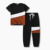 Klyatpxoen Boys Clothes Size 4-13 Years Short Sleeve T-Shirt & Pants 2-Piece Set Casual Boys Summer Fall Outfits Set