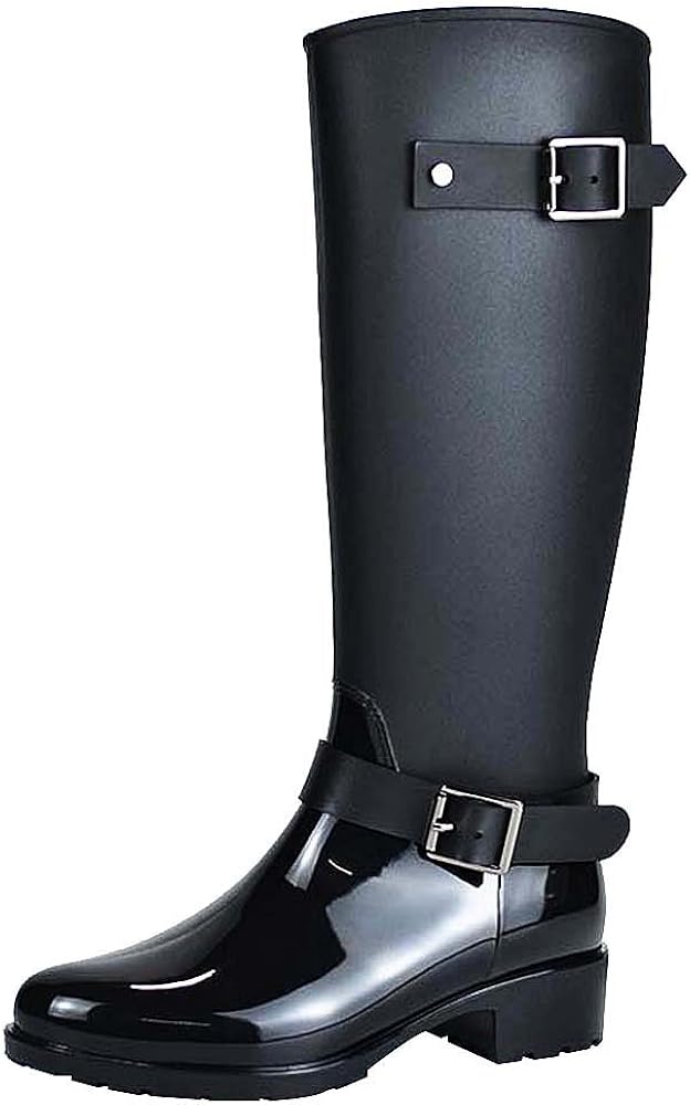 black knee high wellies