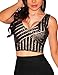 LEO BON Sequin Crop Tops For Women,Women's Black Lace Crop Tops Sexy Glitter Sequin Wrap Sleeveless Tank Camis
