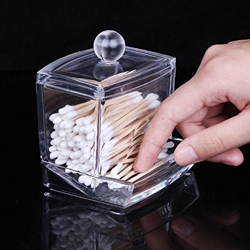 Cosmos Clear Acrylic Cotton Swabs Cotton Ball Cosmetics Holder Box Organizer