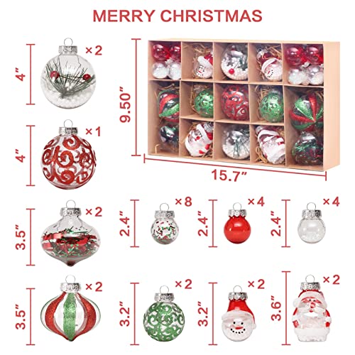 Artificial Plastic Christmas Ball Ornament Set, Shatterproof Clear