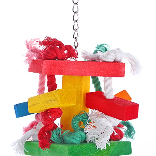 Pure Natural Wood Parrot Toys, Bvanki Parrot Toys 20 inch L 6 inch W