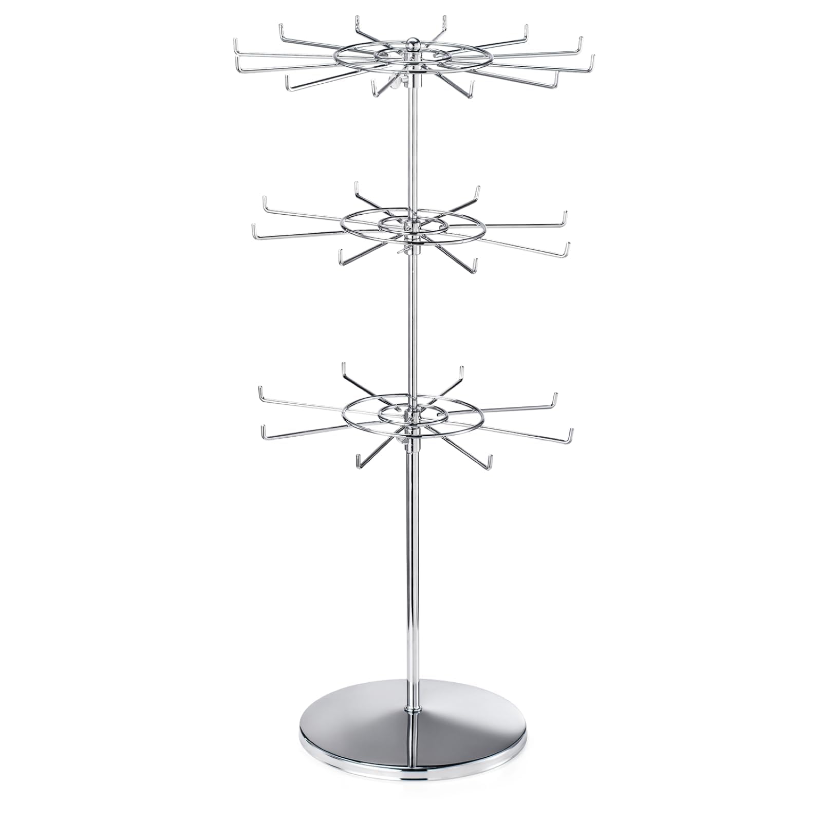 Photo 1 of APL 3-Tier Spinning Display Stand ?Heavy Duty Adjustable Countertop Stand for Retail, Jewelry, Cosmetics, Crafts ?Sturdy Metal Base 360° Rotating Tiers with Height Adjustable (Silvery)