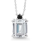 Gem Stone King 925 Sterling Silver Black Onyx Necklace Set with Moissanite (7.50 Cttw)