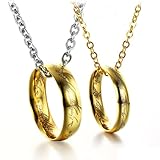 Titanium Lord of The Rings Pendant with Stainless Steel Chain Lovers Necklace