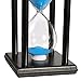 BOJIN 10 Minute Hourglass Blue Sand Timer Wooden Black Stand Hourglass Clock for Office Kitchen Decor Home - Blue Sand
