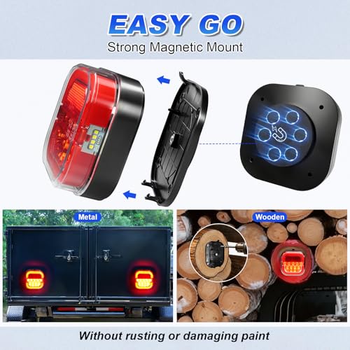 Agrieyes Halo Wireless Trailer Lights, 2 Mounting Options Magnetic Trailer Light for Towing, Portable LED Tow Lights Kit for Trucks, Boat, RV Amber