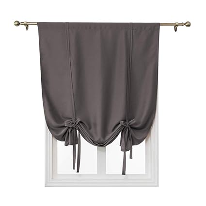 Ele Eleoption Tie Up Simple Blackout Curtain Rod Pocket Thermal