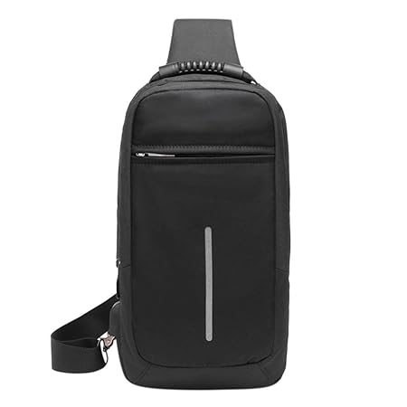 MKchung Casual Men Big Chest Packs Shoulder USB Charging Crossbody Handbag/Black