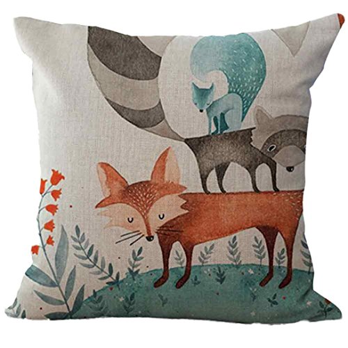 image for Usstore 1PC Decorative Pillowcases Square Zipper Fox Print Throw Pillo